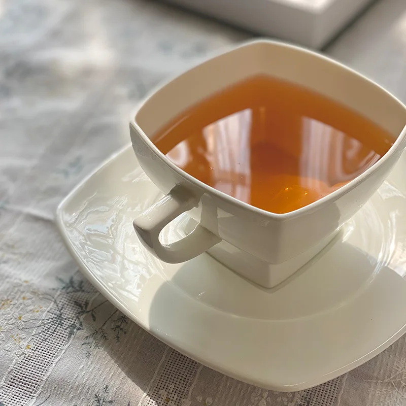 Arabian Ceramic Coffee Cup and Plate Pure White Bone Porcelain Middle Ancient Cup English Afternoon Tea Coffee Cup and Plate