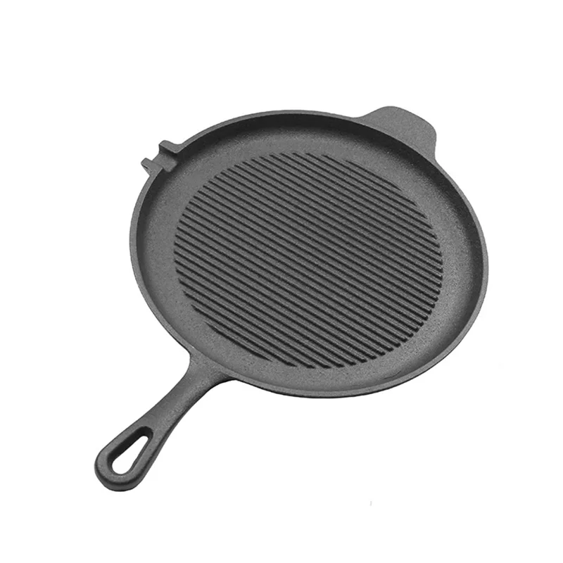 Wholesale Non stick Cast Iron Camping Round Frying Pan Pre Seaoned Griddle Grill Pan For outdoor and Kitchen Cooking