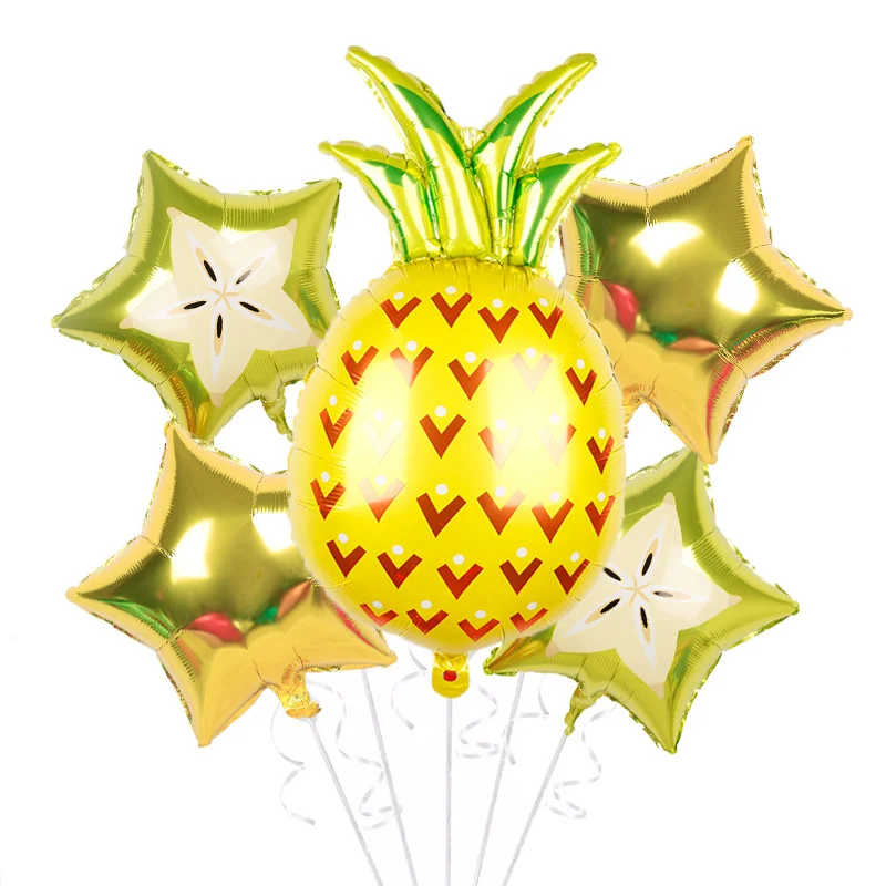 Wholesale Fruit Pineapple Hawaiian Foil Cartoon Foil Balloons Set for Children Party Decorations