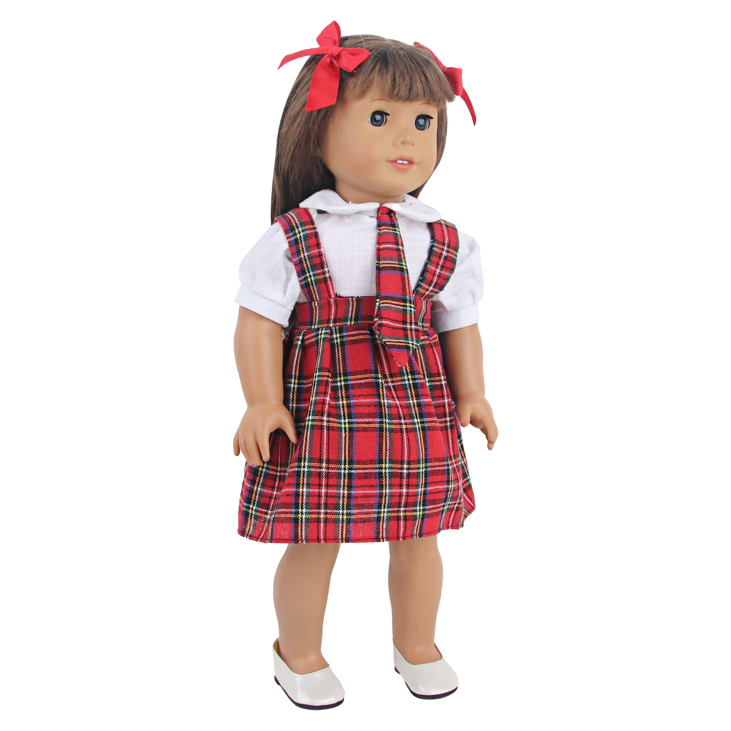 2024 New Arrival 18 inch Reborn Baby Girl Dolls Clothes Reborn Doll Plaid long skirt Newborn Doll Matching Clothing