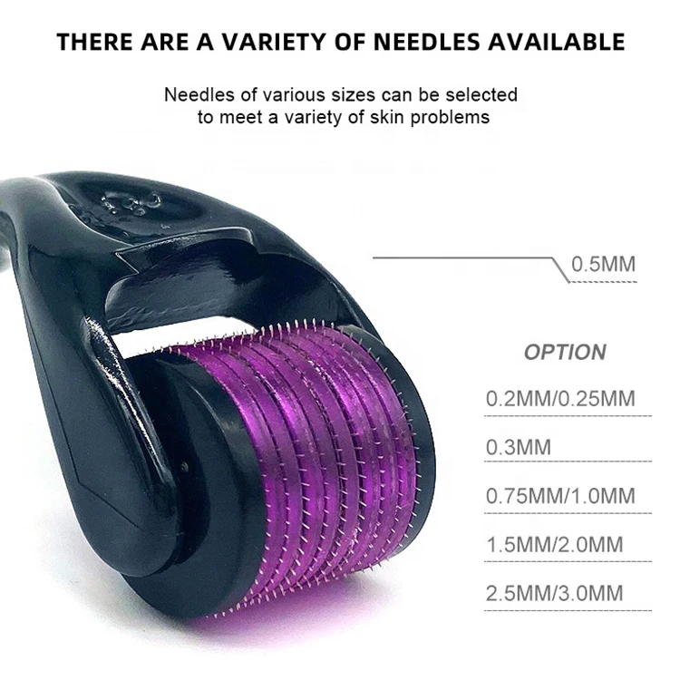 Wholesale Custom Logo 540 Titanium Micro Needle Black 0.5/0.25mm Derma Roller For Women Face