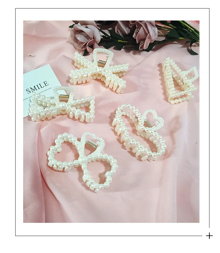 
Заколка для волос в стиле ретро с жемчугом Женская, элегантный зажим для волос с крупной акулой, аксессуары для волос в Корейском стиле, 2021 