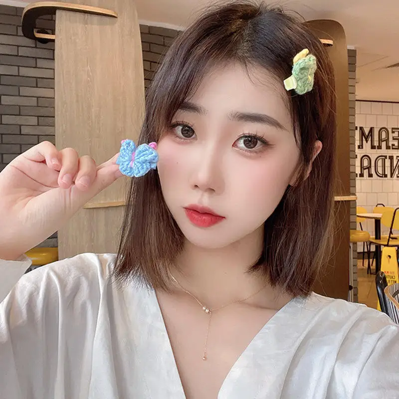 Hair clip of Bowknot of Coloured Wool South Korea New Acts Role of Lovely Contracted Bag Edge Hair Clip