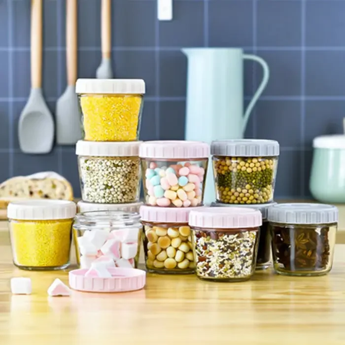 4oz wide mouth mason jar glass food for jam jelly 120ml clear food storage container glass with colorful plastic lid