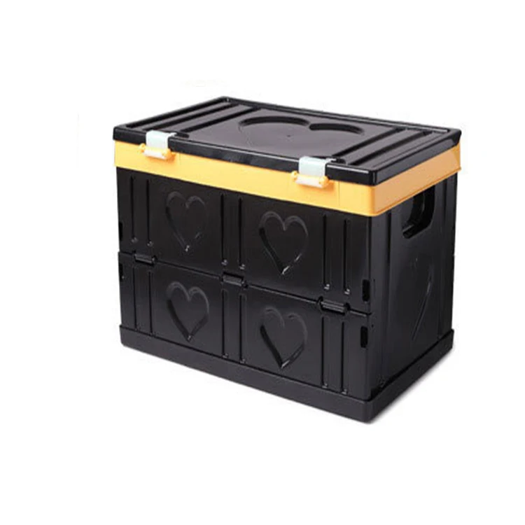 Wholesale home book big plastik large 57L pp collapsible bins home plastic foldable toy storage box with lid