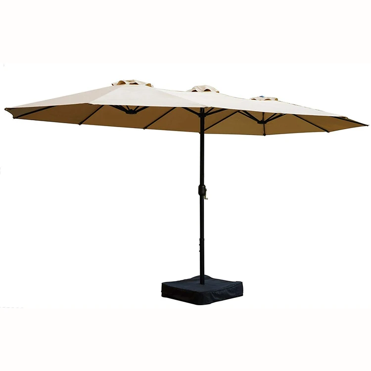 Double-sided Outdoor patio parsol with crank and base aluminum umbrella