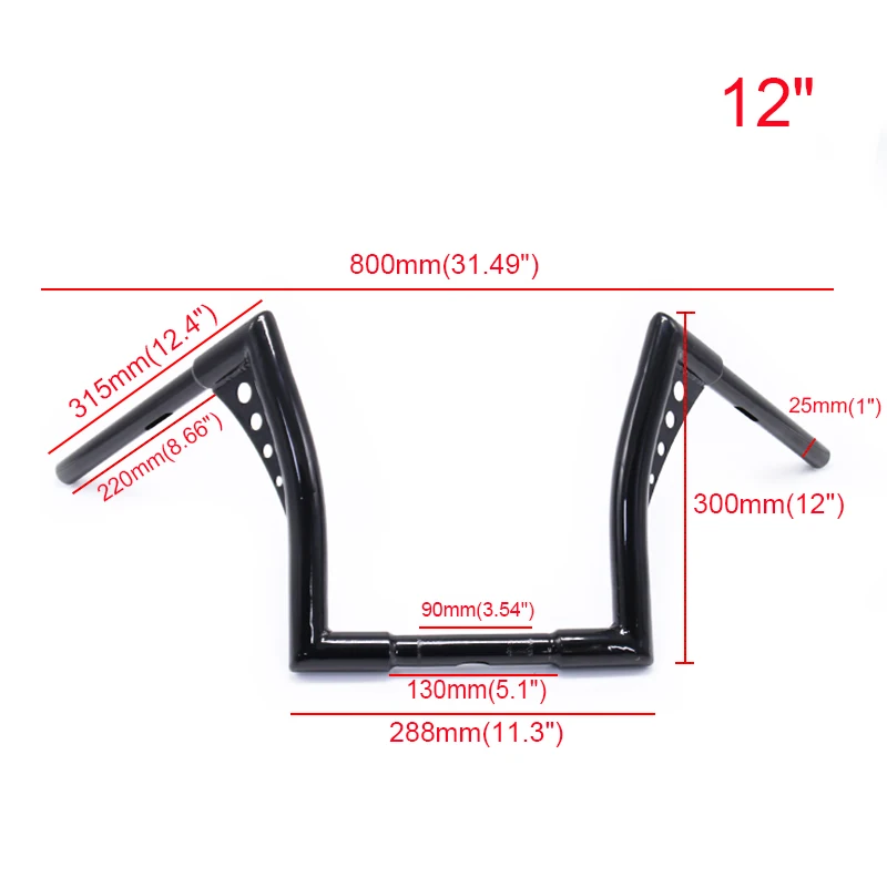 25mm 12 Inch Motorcycle Handlebar APE Hangers Bar Har ley 883 883n 883XL 1200 Softail FLST FXST Tough Guy  Iron Horse