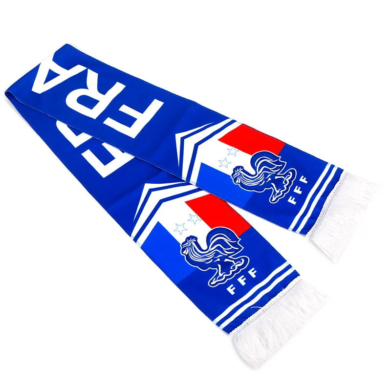 2022 Qatar world cup Custom High quality 100%acrylic football club knitted scarf Cheering Scarf Custom Soccer France Scarf