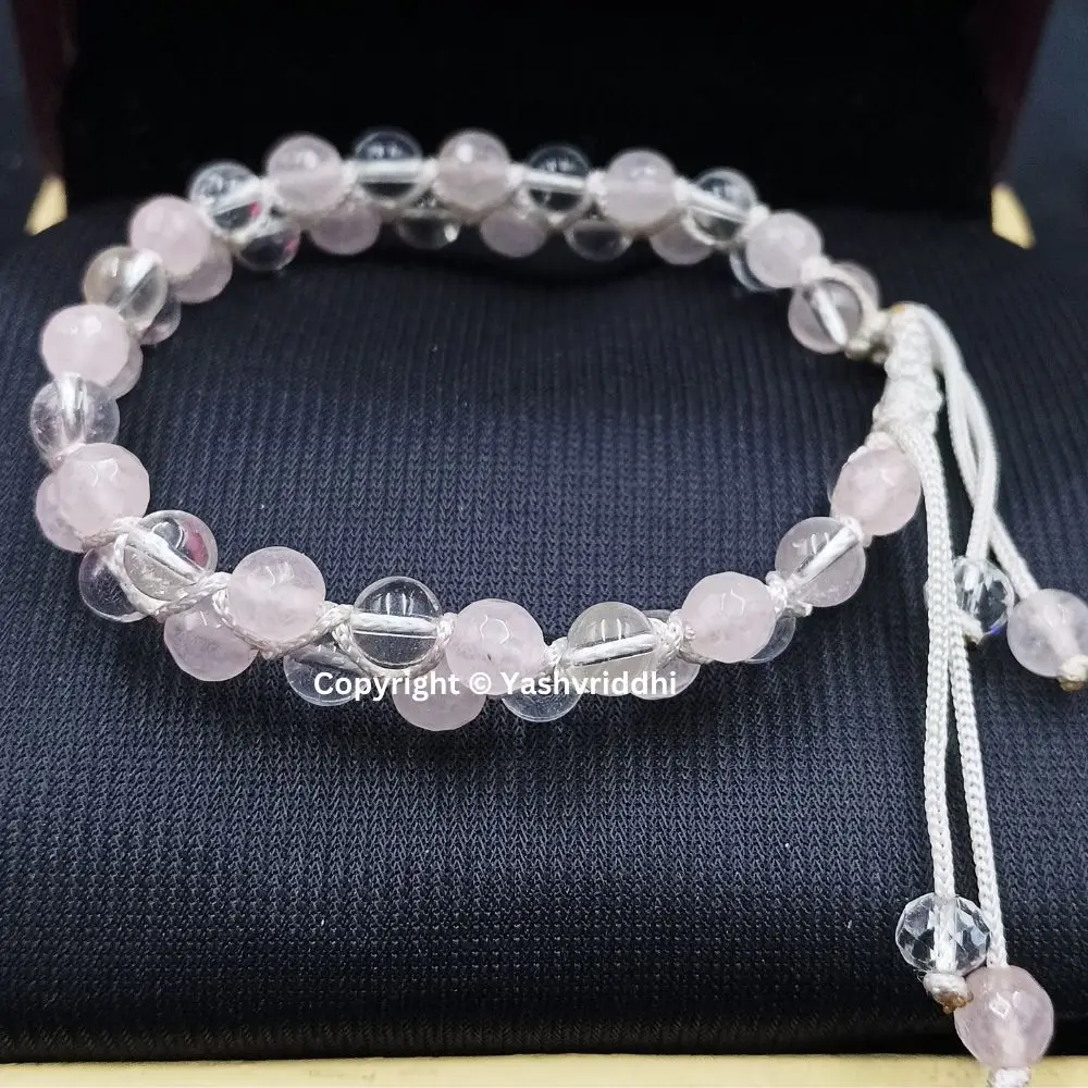 Spiritual Harmony Gemstone Bracelet Meditation and Relaxation Crystal Rose Quartz & Sphatik Double Layer Bracelets Jewelry