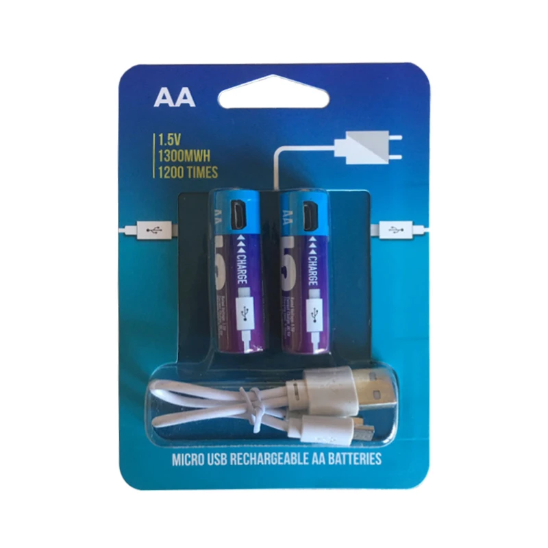 Reusable Rechargeable AA Batteries 1.2V 1.5V Micro Port Charging USB AAA Battery 4 Pack 2 Pack Set 1000mah 450mah