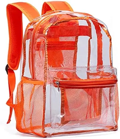 Clear Backpack Heavy Duty PVC Transparent Backpack with Reinforced Strap for College Workplace