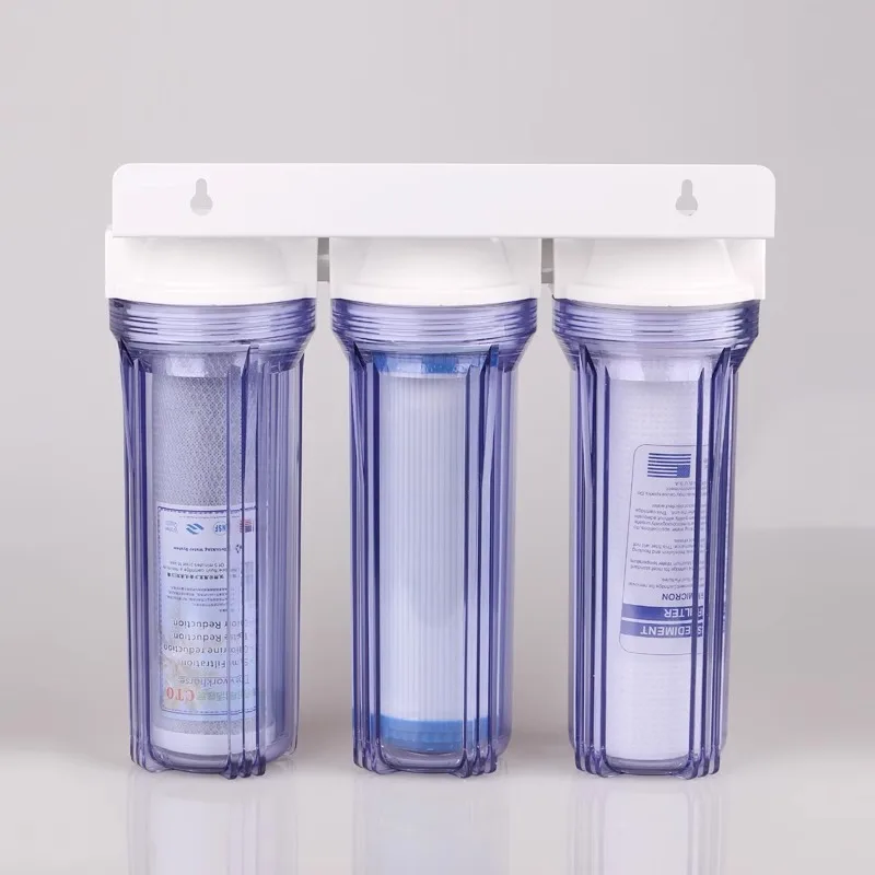Transparent 10 inch 3 Stage Counter Top Wall Mounting Under sink Water Filter With Purification Cartridge