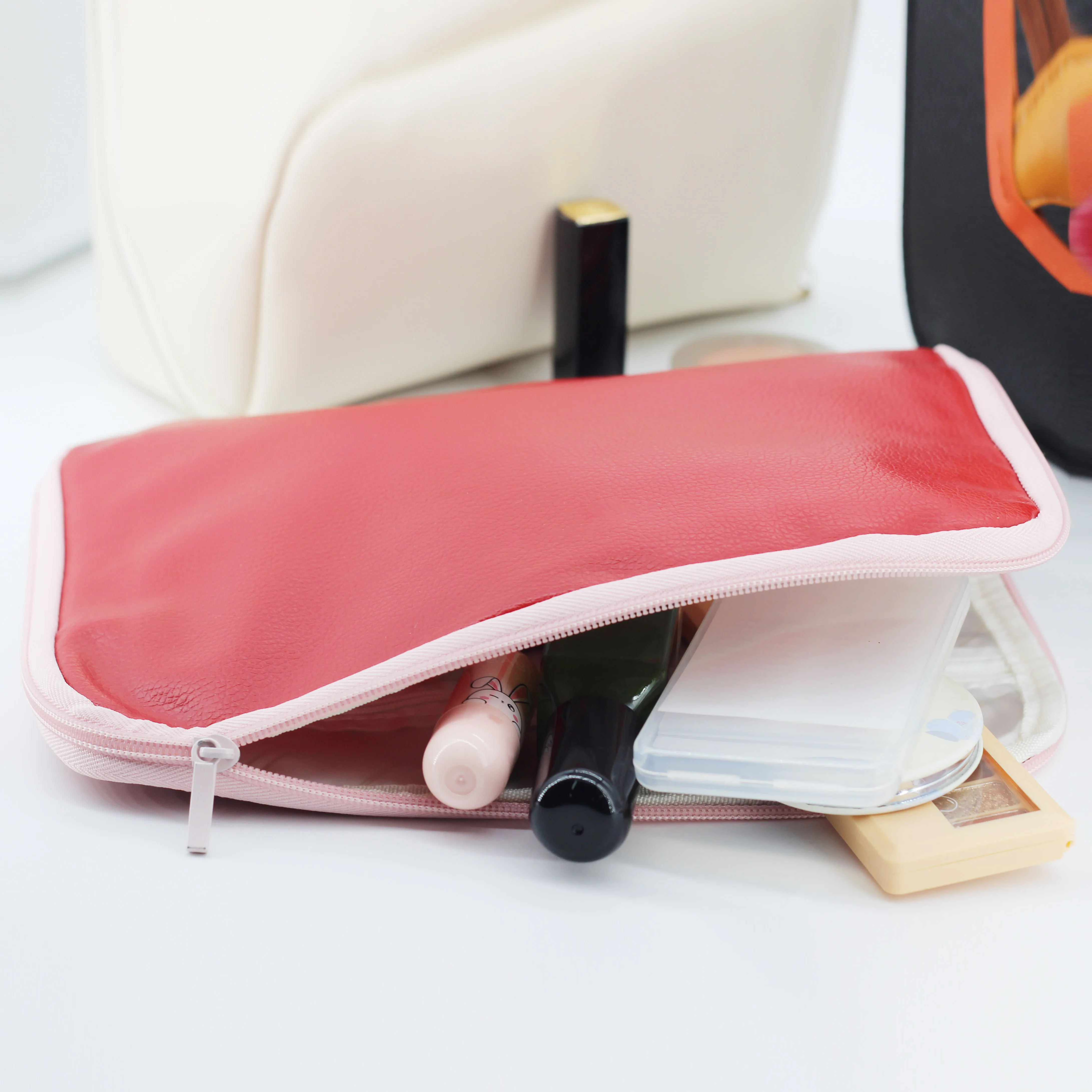 customized simple  large makeup bags cosmetic lipstick cases makeup storage bags with zipper