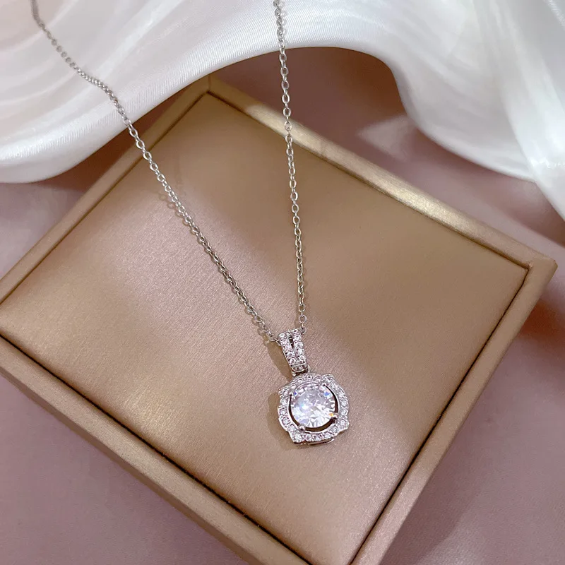 Stainless Steel Beautiful Love Heart Amethyst Gold Pendant Shiny Temperament Gift Women Jewelry Wear Everyday 2024