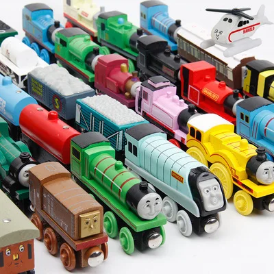Обучающие Детские деревянные игрушки для поездов thomas, деревянный магнитный мини-поезд thomas, набор игрушек