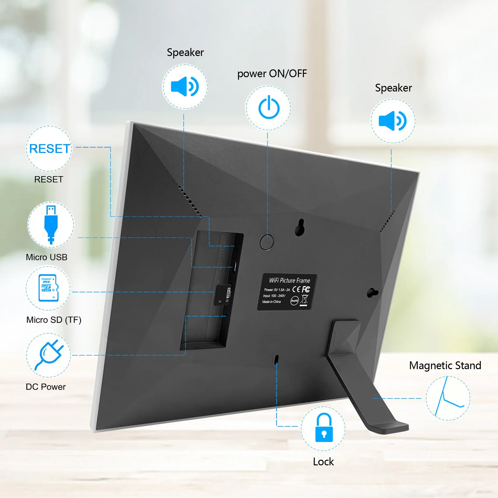 Frameo APP Digital Photo Picture Frame 10 inch Touch IPS Screen 16GB Easy Operation WiFi Could photo frame