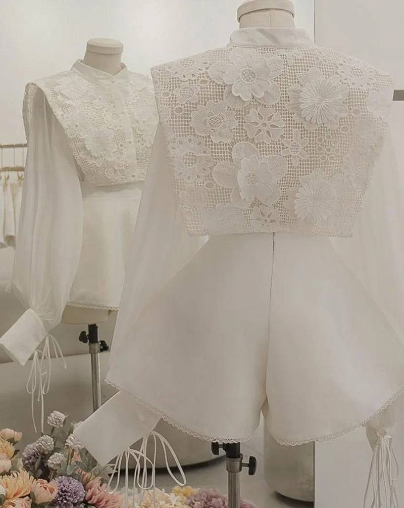 2024  Spring Vietnam Design Light Luxury Lace Crocheted Daily Commute Solid Color Suit