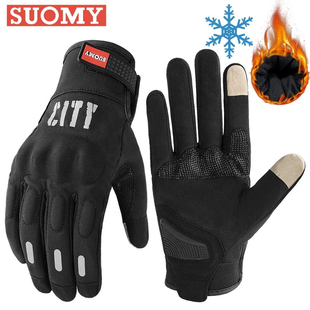 SUOMY City Winter Motorcycle Riding Gloves Touch Screen Motocross Waterproof Windproof Protective Summer Motorbike Gloves Men