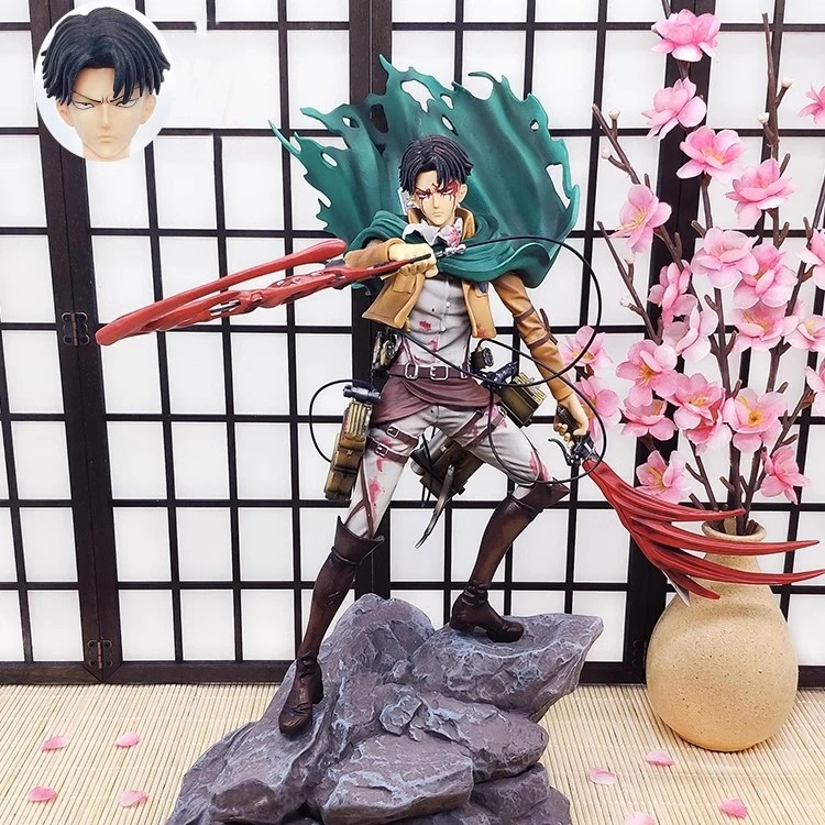 Desktop Decoration Collection Anime Kneeling Levi Vinyl Action Figures Combat Injury Fortitude Model Doll Toys Attack on Titan