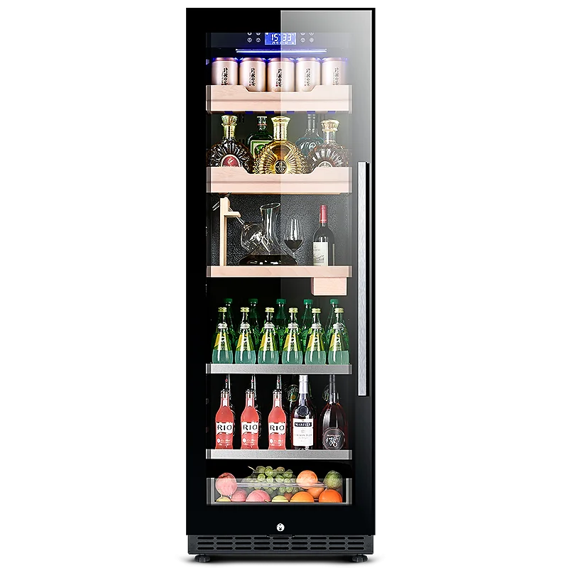 Tall Freestanding Beverage Refrigerator with Tray