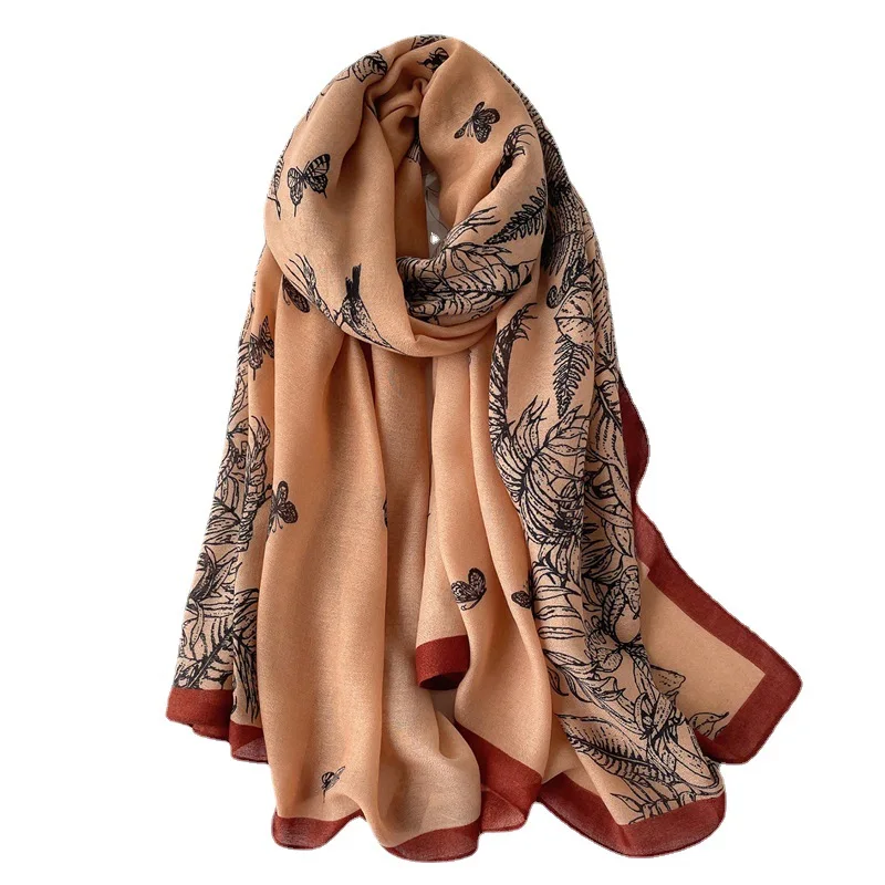 2024 New Korean Style Silk Scarf Plain Dot Autumn Winter Warm Decorative Neck Dual-Purpose Long Shawl Cotton Linen Feel