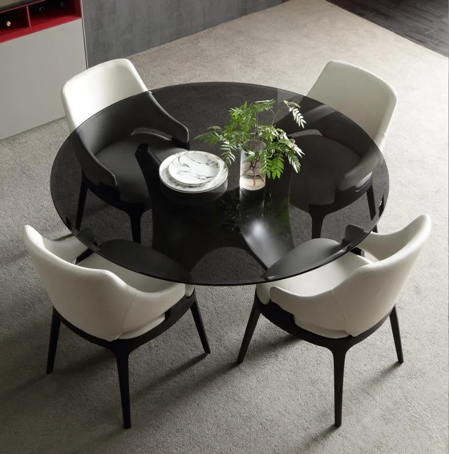12 мм круглый черный закаленный стеклянный обеденный стол 6 стульев furdini furniture