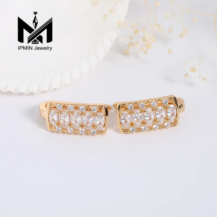 Guangzhou Wholesale Jewelry 18K Gold Plated Earrings Fashion Hoop Earrings