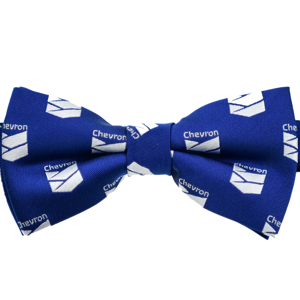 Factory Custom Bowtie Chevron Branded All Over Logo Pre-tied Bowtie Company Logo Bespoke Bow tie