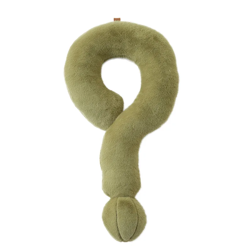 Solid Color Soft Faux Fur Question Mark Shape Cushion Pillow For Home Decor