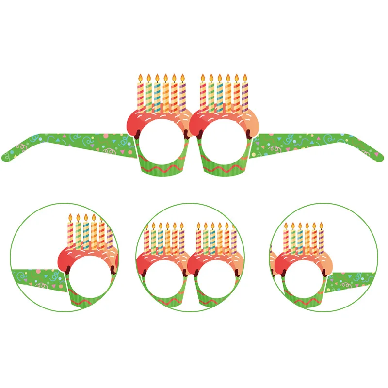 Newest Cross-border Party Supplies Happy Birthday Paper Glasses Funny Costume Accessories for Festive Gatherings