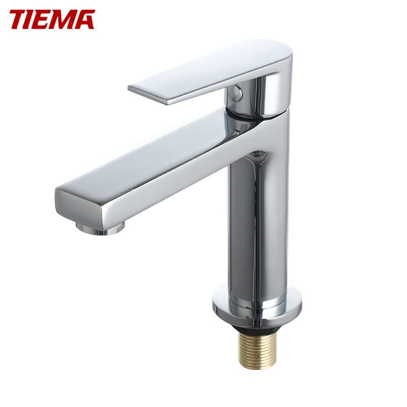 TIEMA Deck Mounted Saniary Ware Square Design Single Cold Water Wash Bathroom Faucet Basin Taps