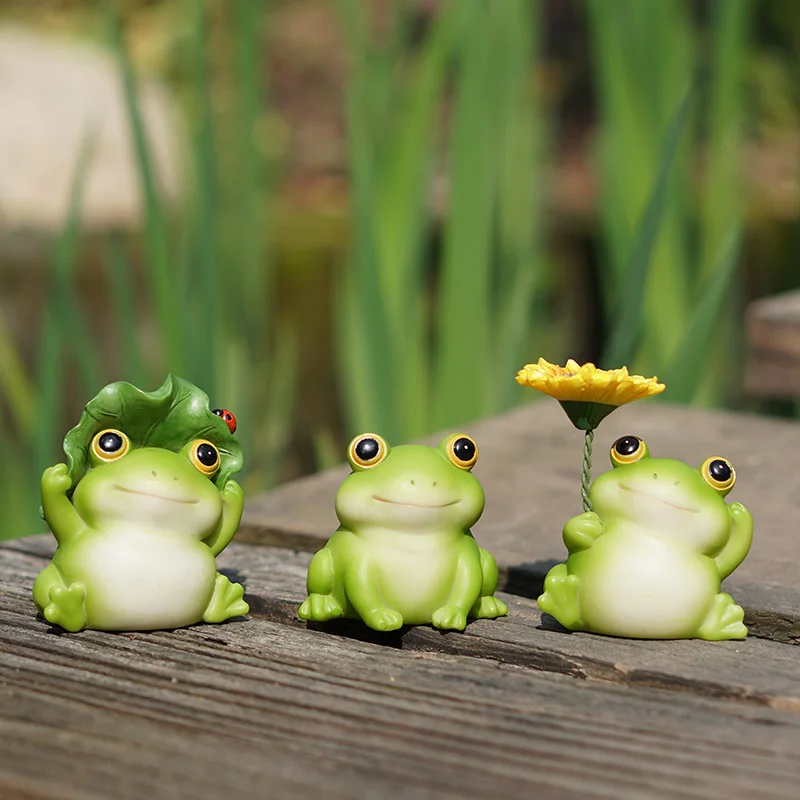 Z17981A Japanese style Cute frog ornament figurine healing emotional stability workstation desktop decompression car decor gift