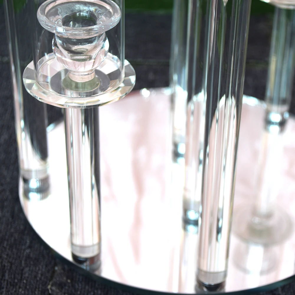 Wholesale tall 9 arms wedding table centerpiece glass candle holder crystal candelabra