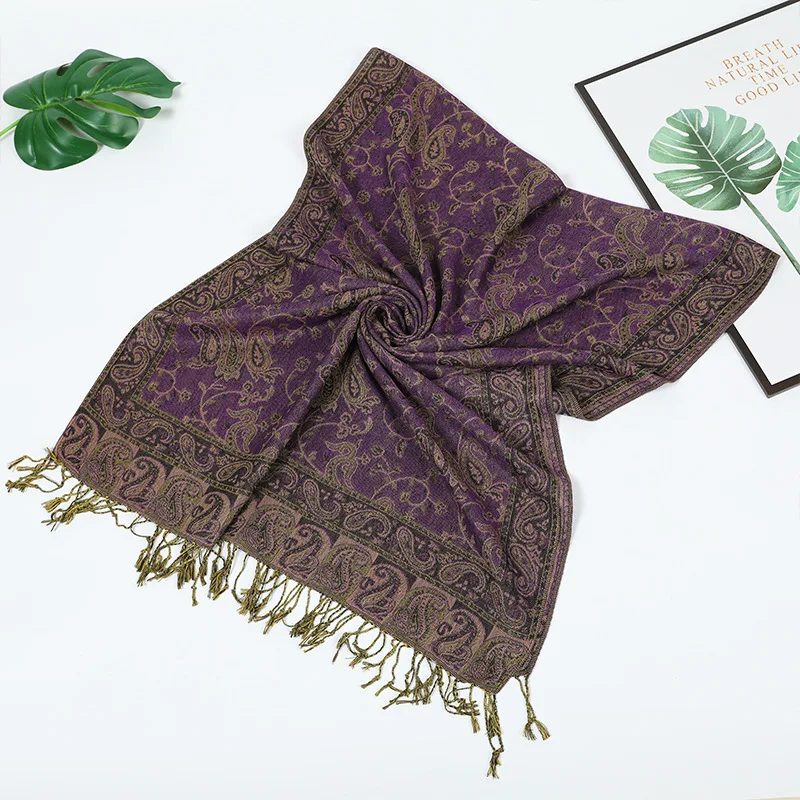 High Quality Winter Perlis jacquard scarf long soft classic acrylic  shawl for women