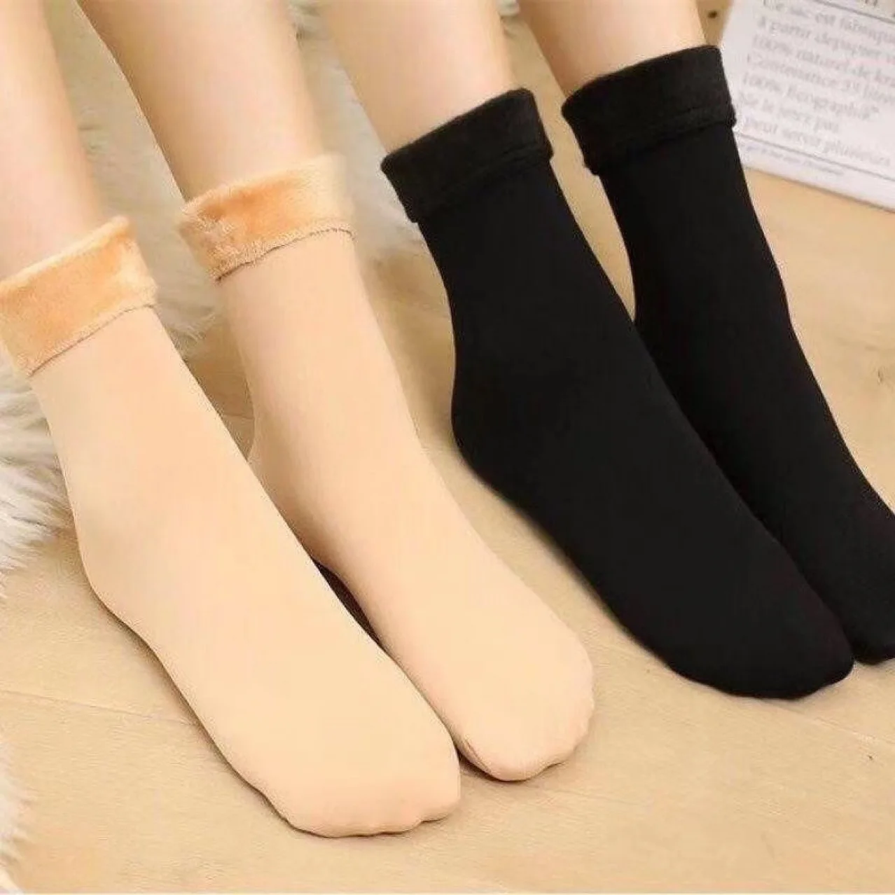 High Elastic Velvet Women Winter Warm Thicken Thermal Socks Soft Casual Solid Color Sock Wool Cashmere Home Snow Boot Floor Sock
