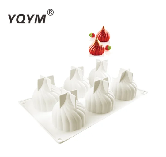 YQYM Wholesale Price Food Grade Dumpling Shape Fondant Cake Mold 6 Cavity Silicon Chocolate Moulds
