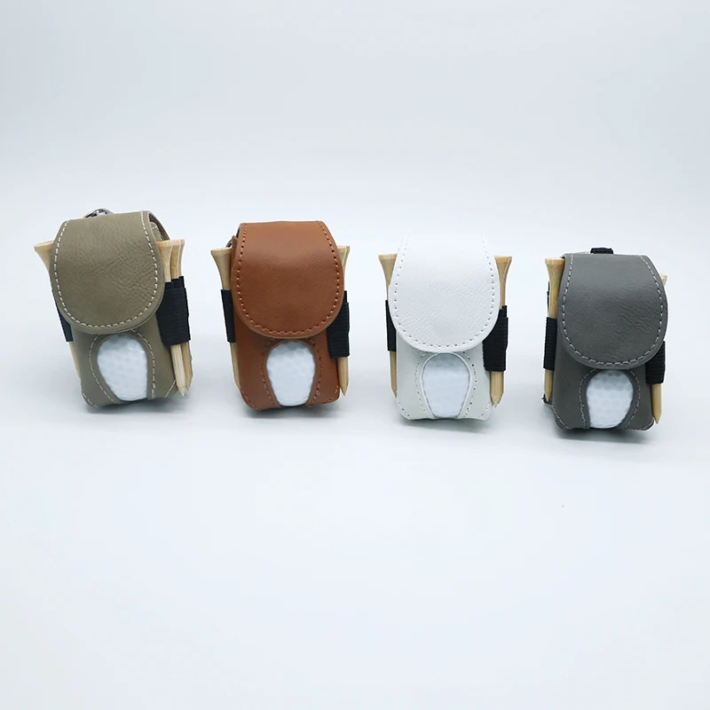 Outdoor Sport Portable Golf Tee Belt Bag Laser Engraving Products Pu Leather Mini Golf Ball Holder