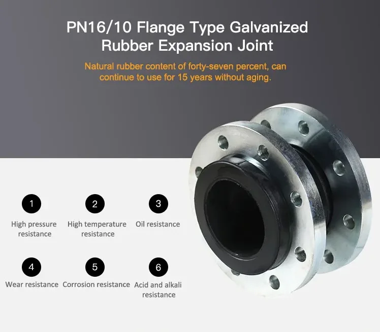 Huayuan Expansion Joint With Rubber Gasket Joint Rubber Seals Bellows Flexible Connection Single Sphere Rubber Expansion Joint