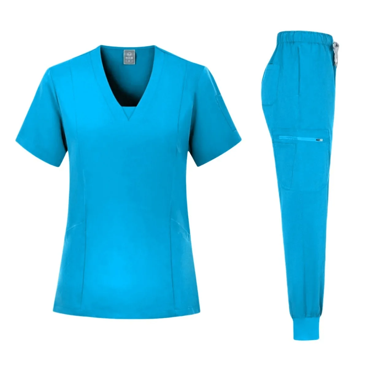 V Neck Design Female  4 Way Stretchy Fabric Hospital Uniform Scrubs Medical Nursing Uniforms Custom Scrubs Set For Women Men