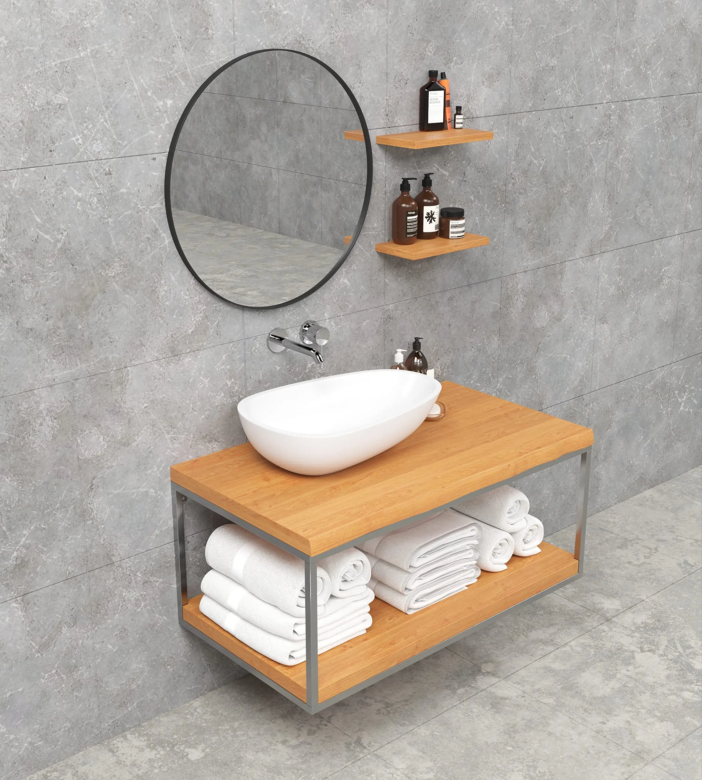 Simple new bathroom bathroom cabinet wash table oak solid wood floor bathroom cabinet wash basin cabinet combination