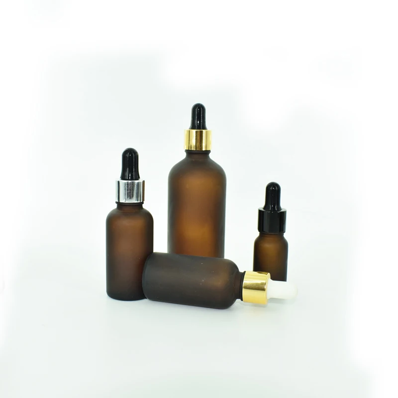 Frosted Glass Serum Bottle with a Dropper Amber Essential Oil 10 ml Pipette Cosmetic Packaging Thick Bottom 30ml Dropper Bottle