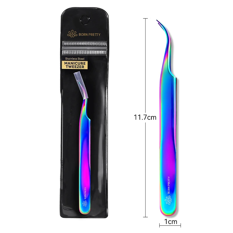 BORN PRETTY Beauty Tools Stainless Steel Straight Curved Nail Art Tweezer for Nail Stickers Decal Rhinestone Picker Tool