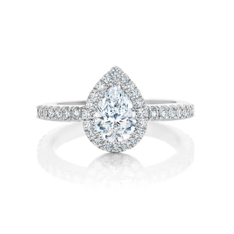 Elegant Luxury Engagement Cz Teardrop Diamond Wedding Rings Shining Cubic Zirconia Tear Drop Rings