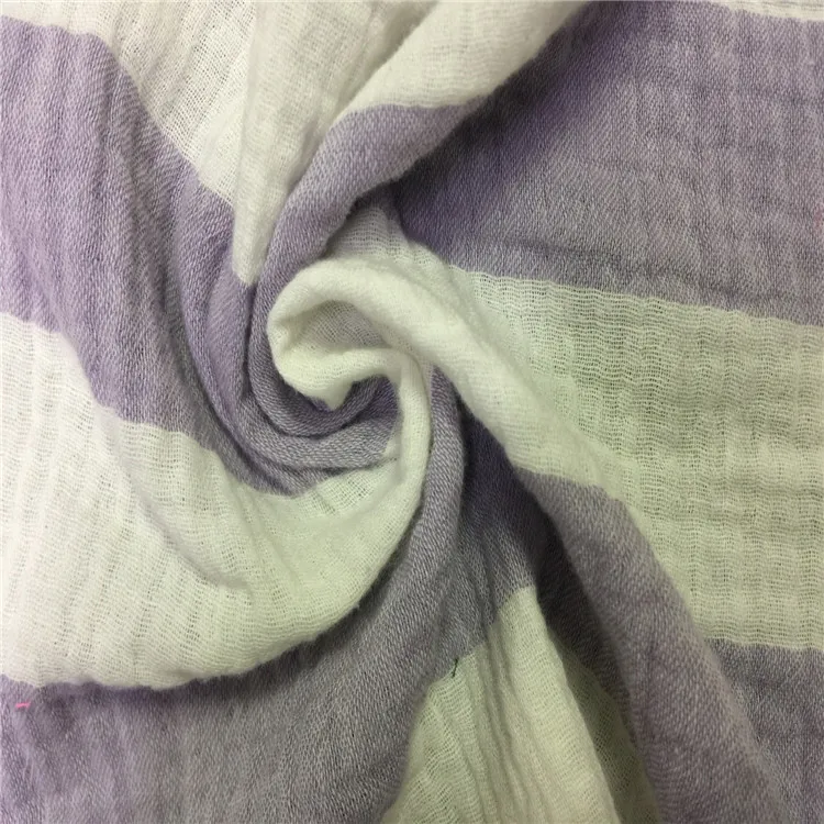 New products Leno gauze fabric 100% double cotton gauze fabric yarn dyed stripe fabric for baby clothing