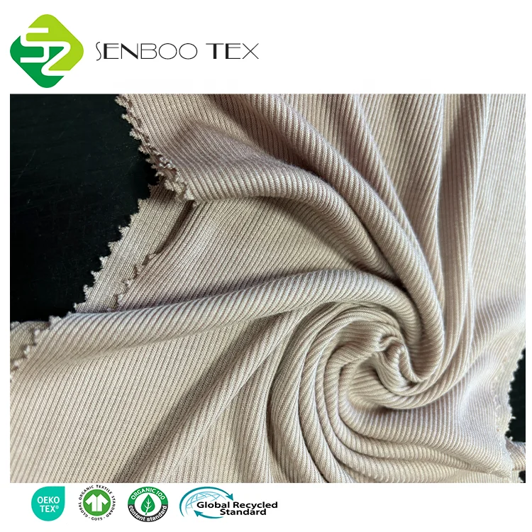 Super Soft 95 Bamboo & 5 Spandex 2x2 Rib 200~220gsm Jersey Fabric for Newborns