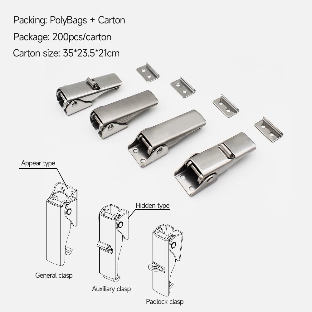 Thcoo Customized Stainless Steel 304 Draw Spring Hasp Clamp Latch Lock Quick Release Adjustable Toolbox Toggle Latch