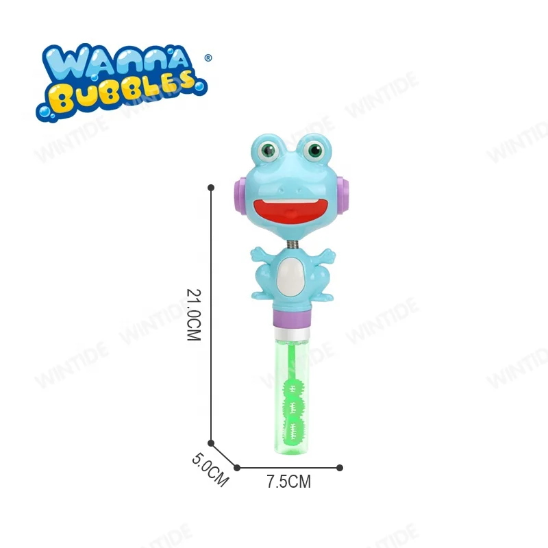 Hot sale summer animal dino /rabbit head stick toy kidsmania funny Wiggle Whistle cute frog bubble wand