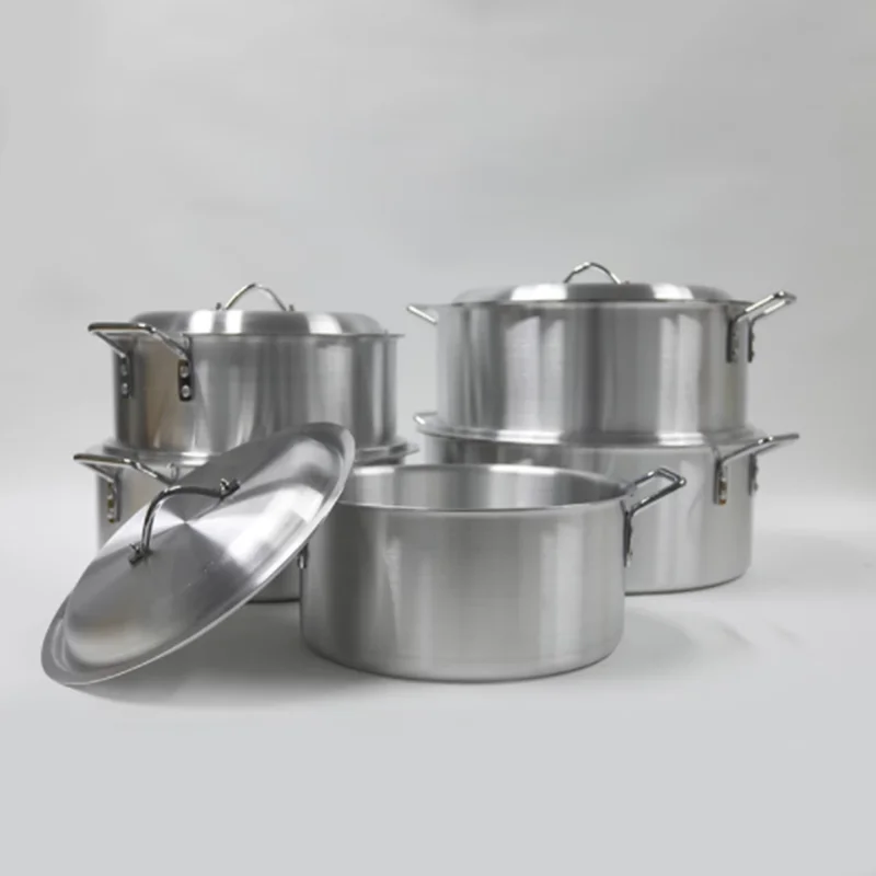 Hot selling 5PCS large thick Aluminum outdoor camp cooking pot utensils cookware sets