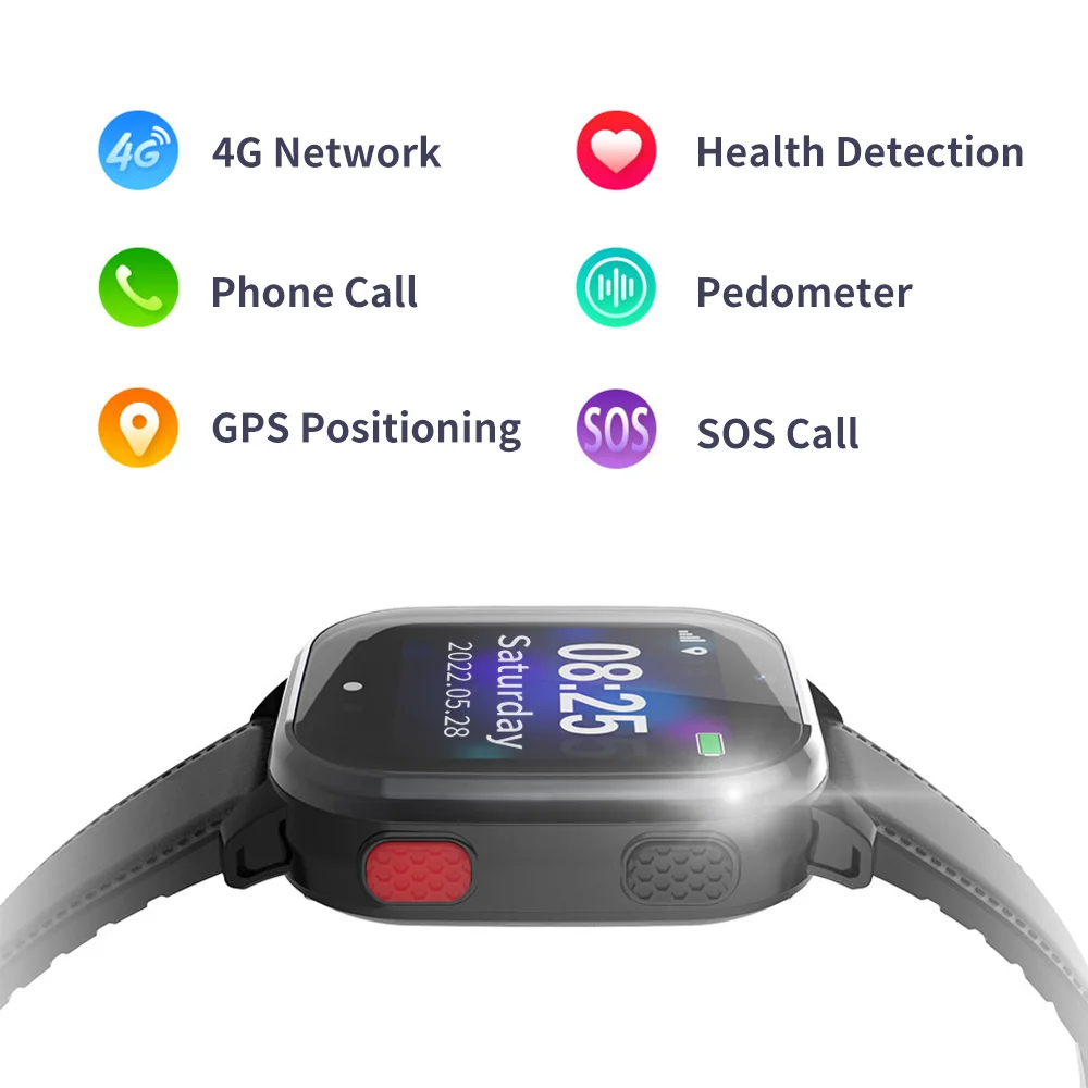 4G Elderly Smart Watch GPS Tracker Video Call SOS Heart Rate Monitoring IOS Android GPS+WIFI+LBS Positioning Smart Clock
