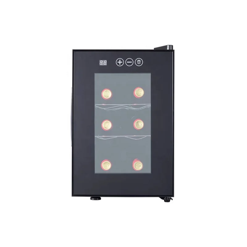 Best quality 6 bottles custom logo glass door small wine fridge cooler